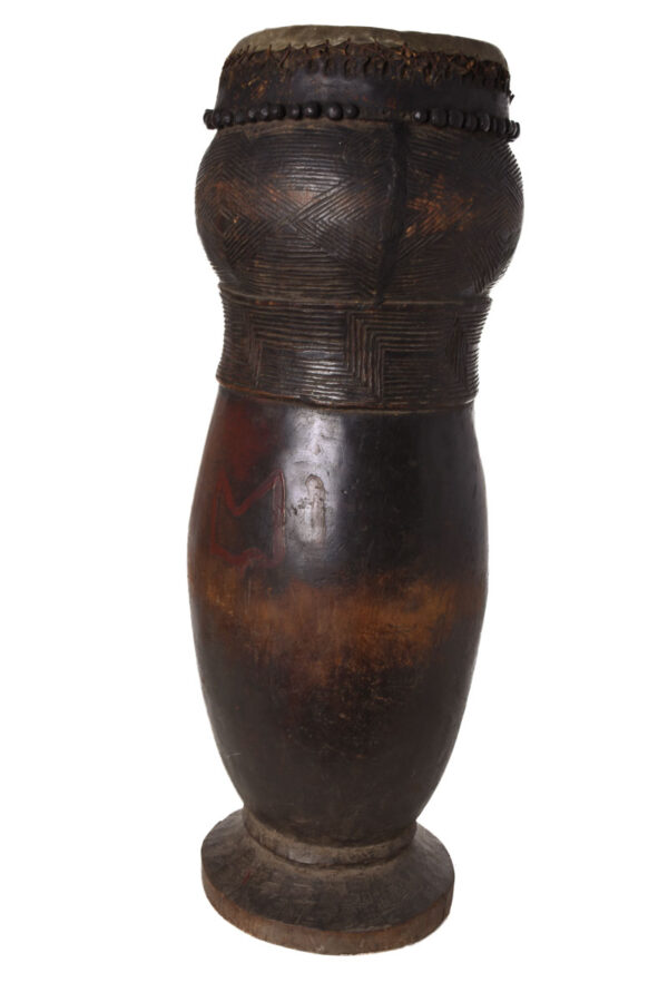 Ancient Drum - Wood, Leather - Kuba - DR Congo - Karl Ferdinand Schädler Certificate