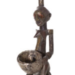 Pipe Figure - Wood, Copper - Songye - Congo