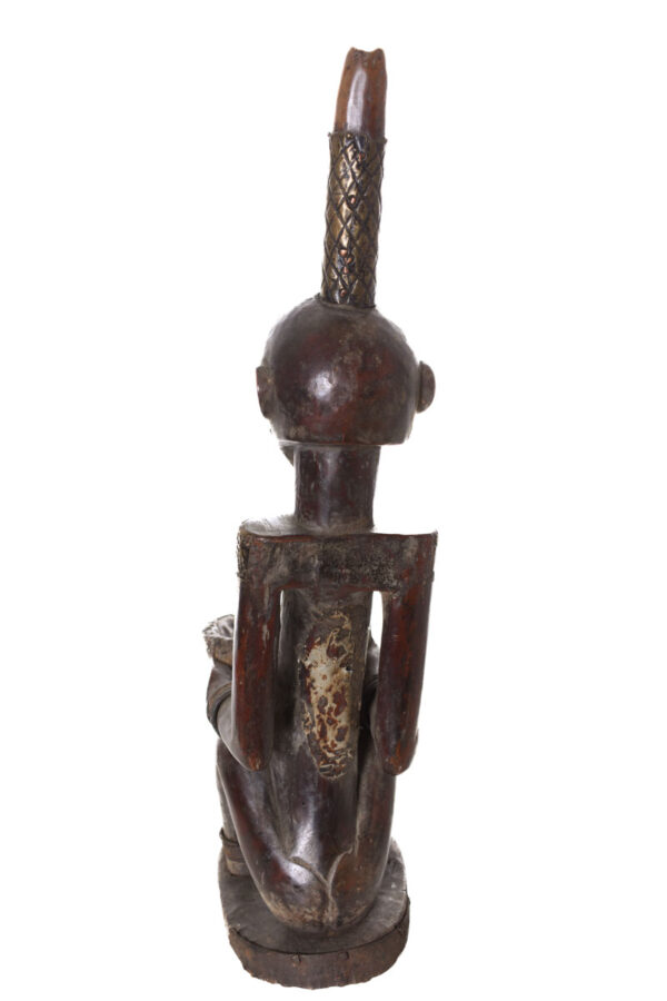 Pipe Figure - Wood, Copper - Songye - Congo