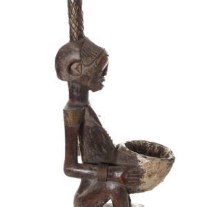 Pipe Figure - Wood, Copper - Songye - Congo