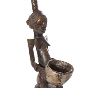 Pipe Figure - Wood, Copper - Songye - Congo
