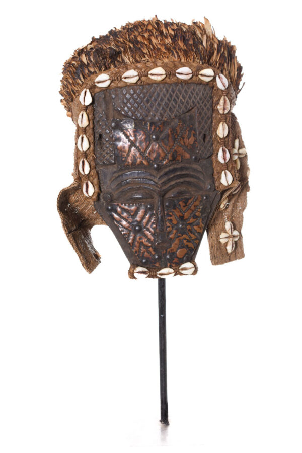 Lele Mask - Beads, Copper, Plant fibre, Wood - KUBA - Congo