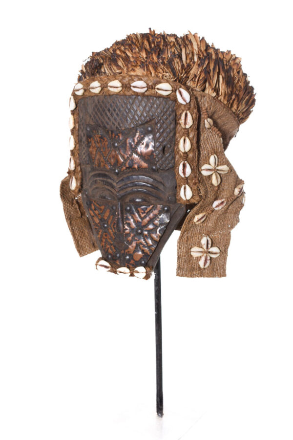 Lele Mask - Beads, Copper, Plant fibre, Wood - KUBA - Congo