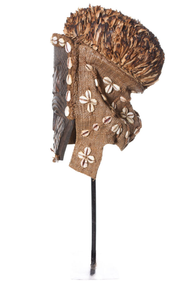 Lele Mask - Cauri`s, Copper, Plant fibre, Wood - KUBA - Congo