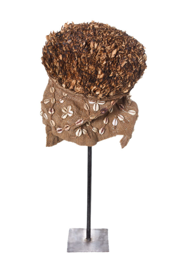 Lele Mask - Cauri`s, Copper, Plant fibre, Wood - KUBA - Congo