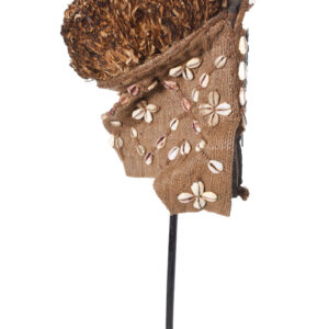 Lele Mask - Cauri`s, Copper, Plant fibre, Wood - KUBA - Congo