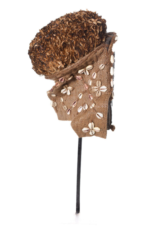Lele Mask - Cauri`s, Copper, Plant fibre, Wood - KUBA - Congo