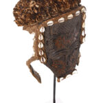 Lele Mask - Cauri`s, Copper, Plant fibre, Wood - KUBA - Congo