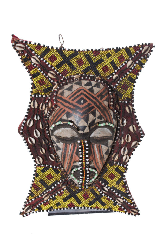 Panel- Beads, Cauris, Plant fibre, Wood - Ngaady A Waash Bushoong - Kuba - Congo