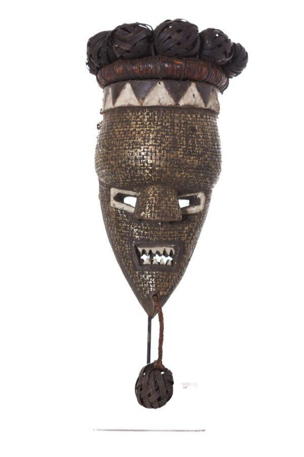 Initiation mask - Copper, Plant fibre, Wood - Salampasu - Congo