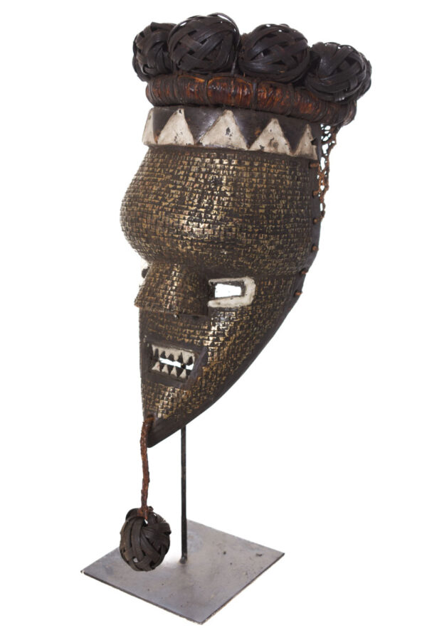 Initiation mask - Copper, Plant fibre, Wood - Salampasu - Congo
