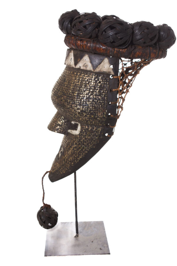 Initiation mask - Copper, Plant fibre, Wood - Salampasu - Congo