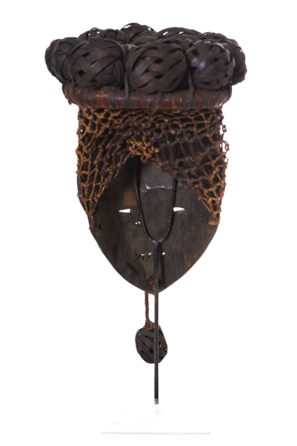 Initiation mask - Copper, Plant fibre, Wood - Salampasu - Congo
