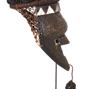 Initiation mask - Copper, Plant fibre, Wood - Salampasu - Congo