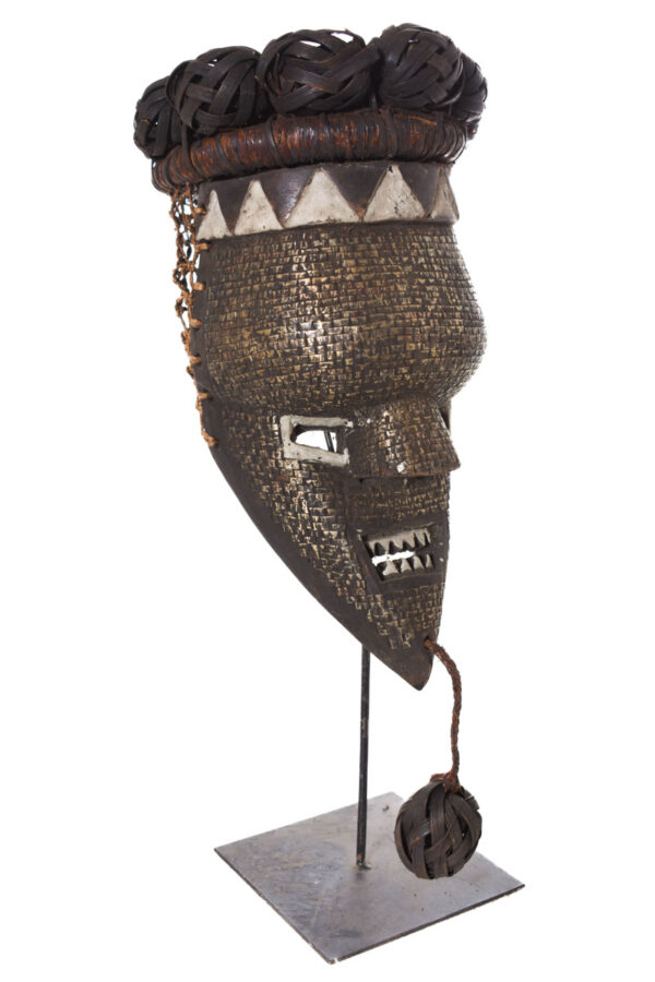Initiation mask - Copper, Plant fibre, Wood - Salampasu - Congo