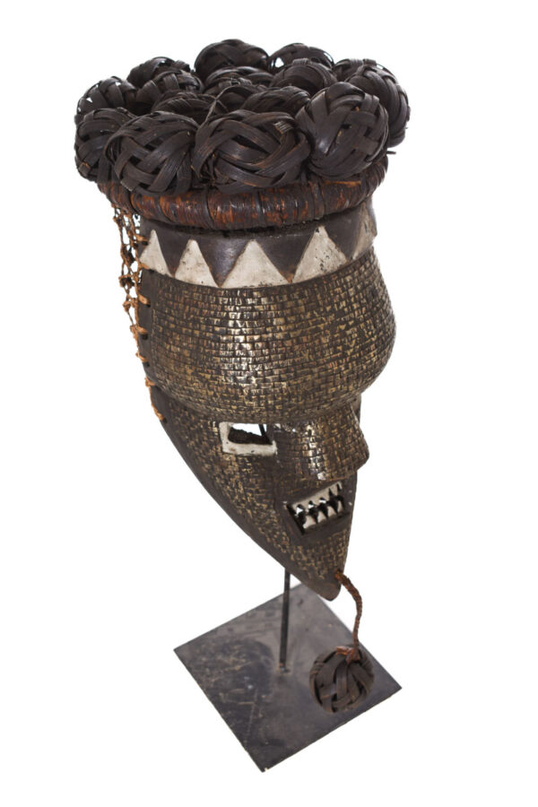 Initiation mask - Copper, Plant fibre, Wood - Salampasu - Congo