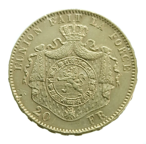 Belgium 20 Francs 1877 Leopold II