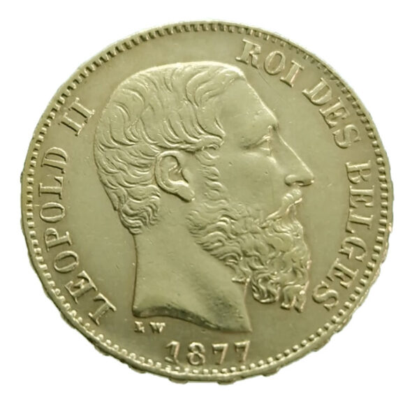 Belgium 20 Francs 1877 Leopold II