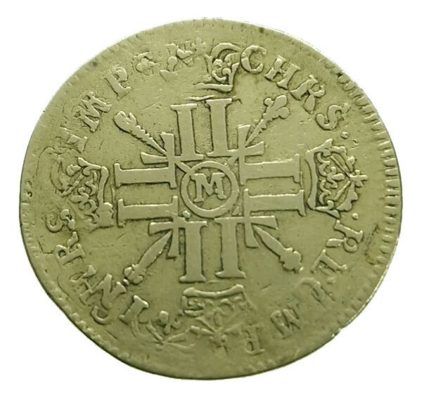 France Louis d`or with 8 Ls 1702-M Struck over Louis 1694 - Louis XIV