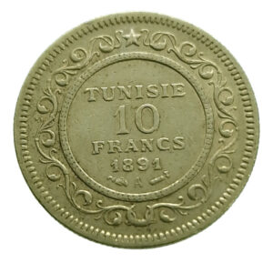 Tunisia 10 Francs 1891 Ali III