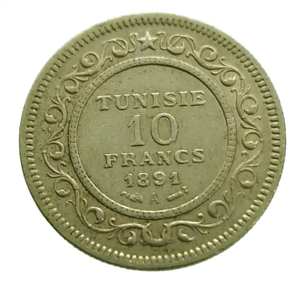 Tunisia 10 Francs 1891 Ali III