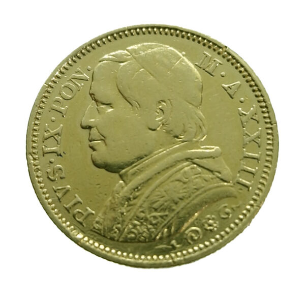 Papal States 20 Lire 1868-R Pio IX - Vatican