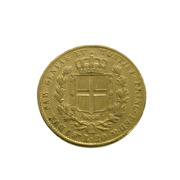 Italy, Sardinia 20 Lire 1859 Carlo Alberto
