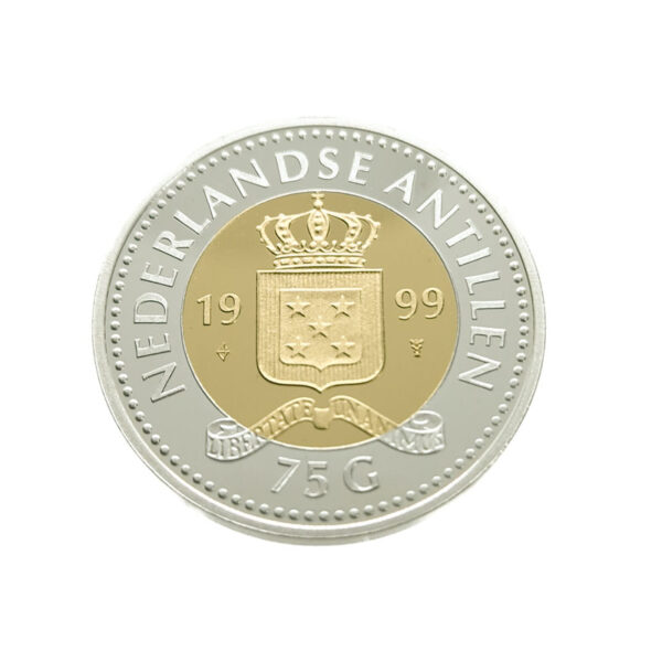 Netherlands Antilles 75 Gulden 1999 Beatrix - Settlement - Bimetallic