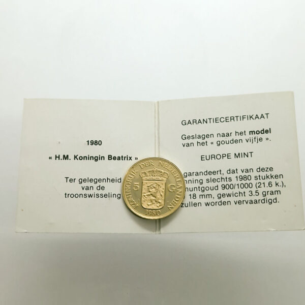 Nederland 5 Gulden 1980 Medal - Troonwissel Beatrix