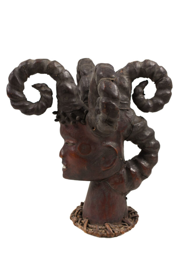 Crest Mask - Wood, Antelope skin - Ejagham - Ekoi - Nigeria