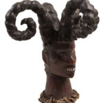 Crest Mask - Wood, Antelope skin - Ejagham - Ekoi - Nigeria