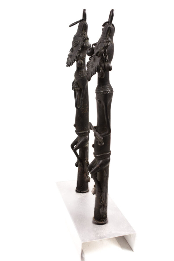 Ogboni staff couple - Bronze - Yoruba - Nigeria