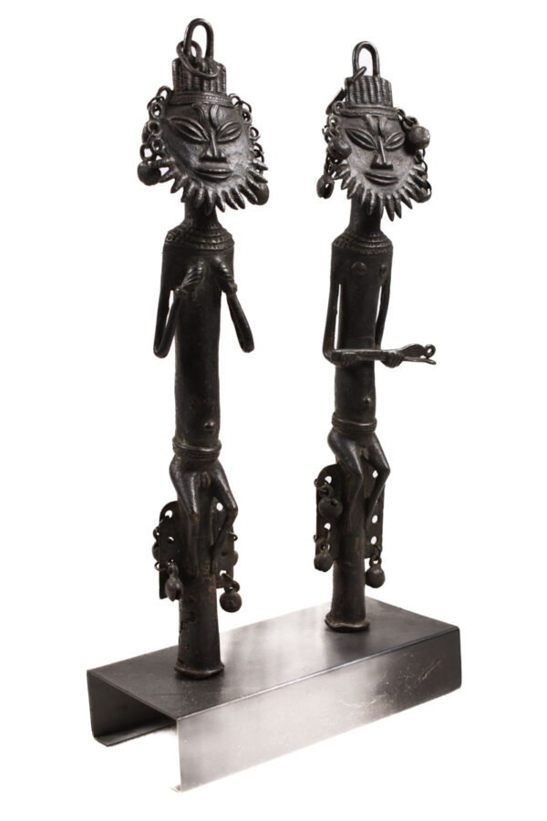 Ogboni staff couple - Bronze - Yoruba - Nigeria
