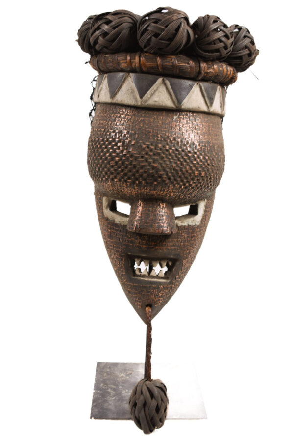 Initiation mask - Copper, Plant fibre, Wood - Salampasu - Congo