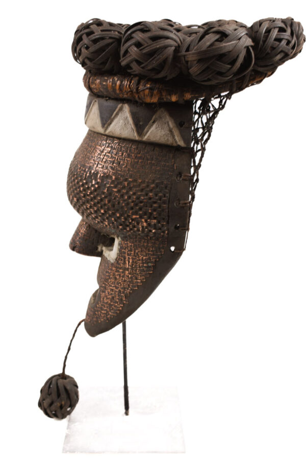 Initiation mask - Copper, Plant fibre, Wood - Salampasu - Congo