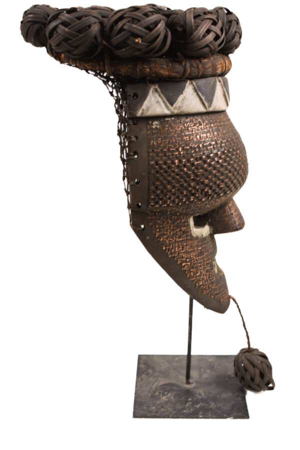 Initiation mask - Copper, Plant fibre, Wood - Salampasu - Congo