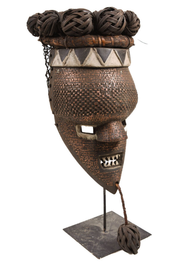 Initiation mask - Copper, Plant fibre, Wood - Salampasu - Congo