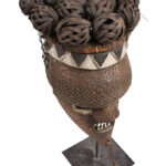 Initiation mask - Copper, Plant fibre, Wood - Salampasu - Congo
