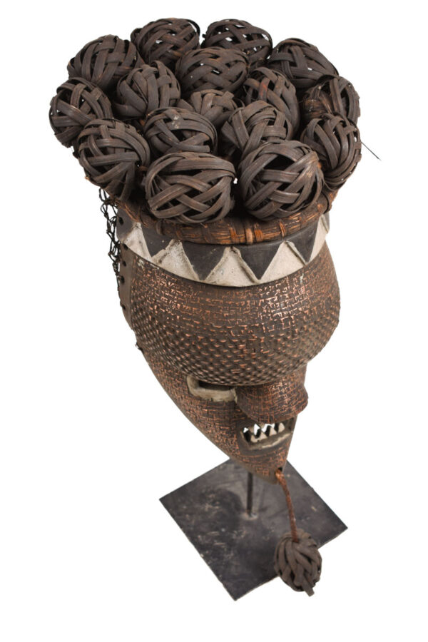 Initiation mask - Copper, Plant fibre, Wood - Salampasu - Congo
