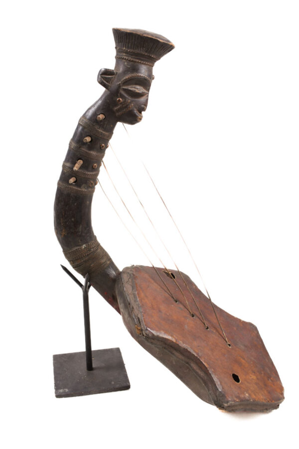 Harp - Wood, Leather - Mangebetu - DR Congo