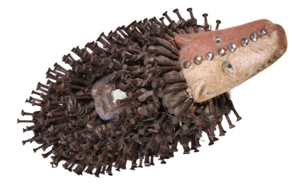 Nkisi Kozo - Glass, Nail, Wood - Bakongo - Congo