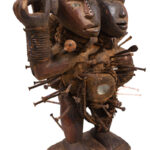 Double headed Nkisi Figure - Wood, nails, glass - Kongo- Congo