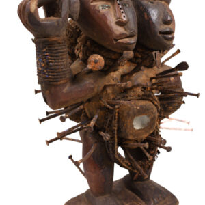 Double headed Nkisi Figure - Wood, nails, glass - Kongo- Congo
