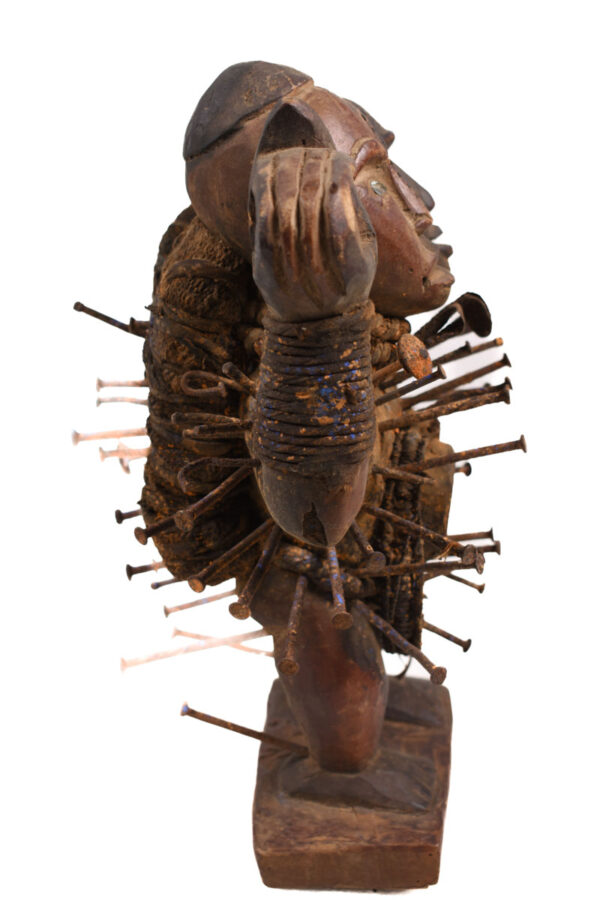 Double headed Nkisi Figure - Wood, nails, glass - Kongo- Congo