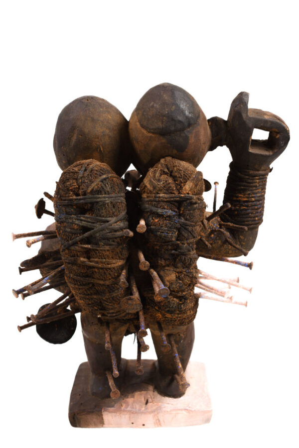 Double headed Nkisi Figure - Wood, nails, glass - Kongo- Congo