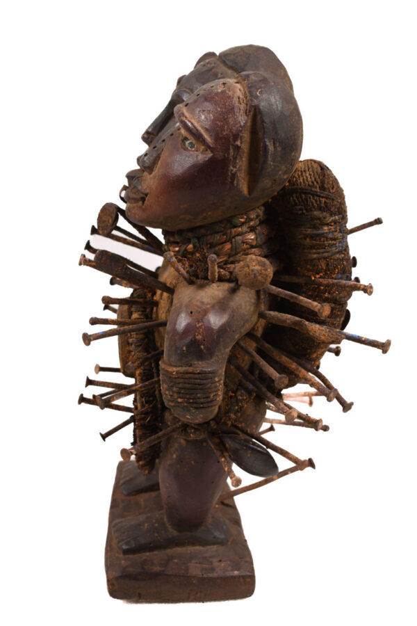 Double headed Nkisi Figure - Wood, nails, glass - Kongo- Congo