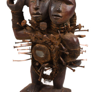 Double headed Nkisi Figure - Wood, nails, glass - Kongo- Congo