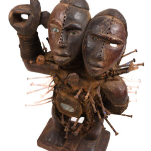 Double headed Nkisi Figure - Wood, nails, glass - Kongo- Congo
