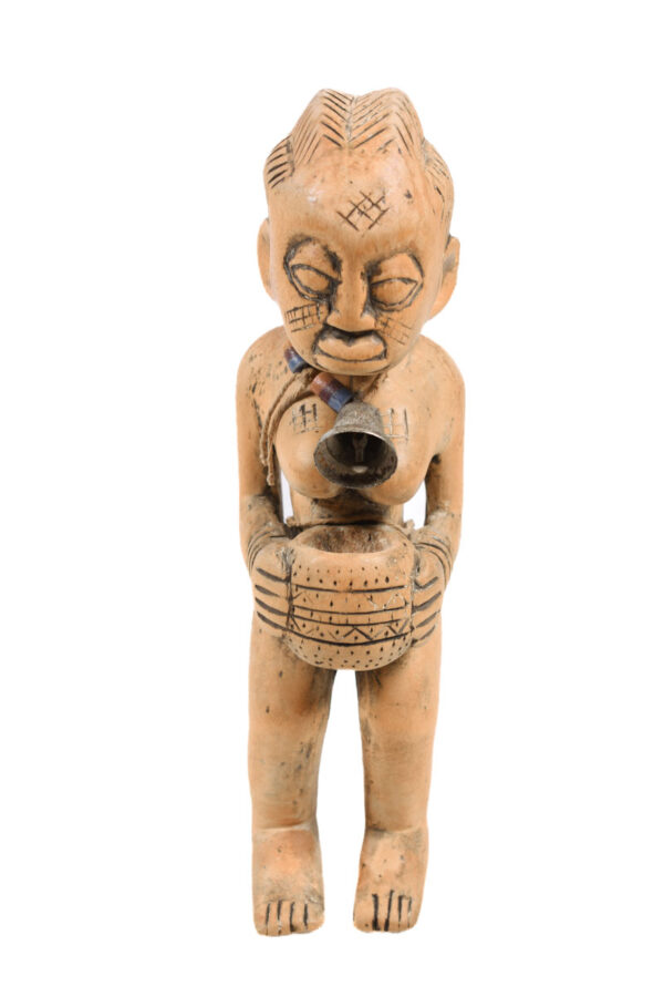 Albino figure, Ibeji - Wood, Bell - Yoruba - Nigeria