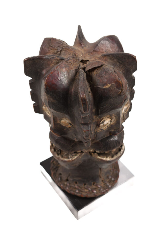Crest Mask - Wood, Antelope skin - Ejagham - Ekoi - Nigeria